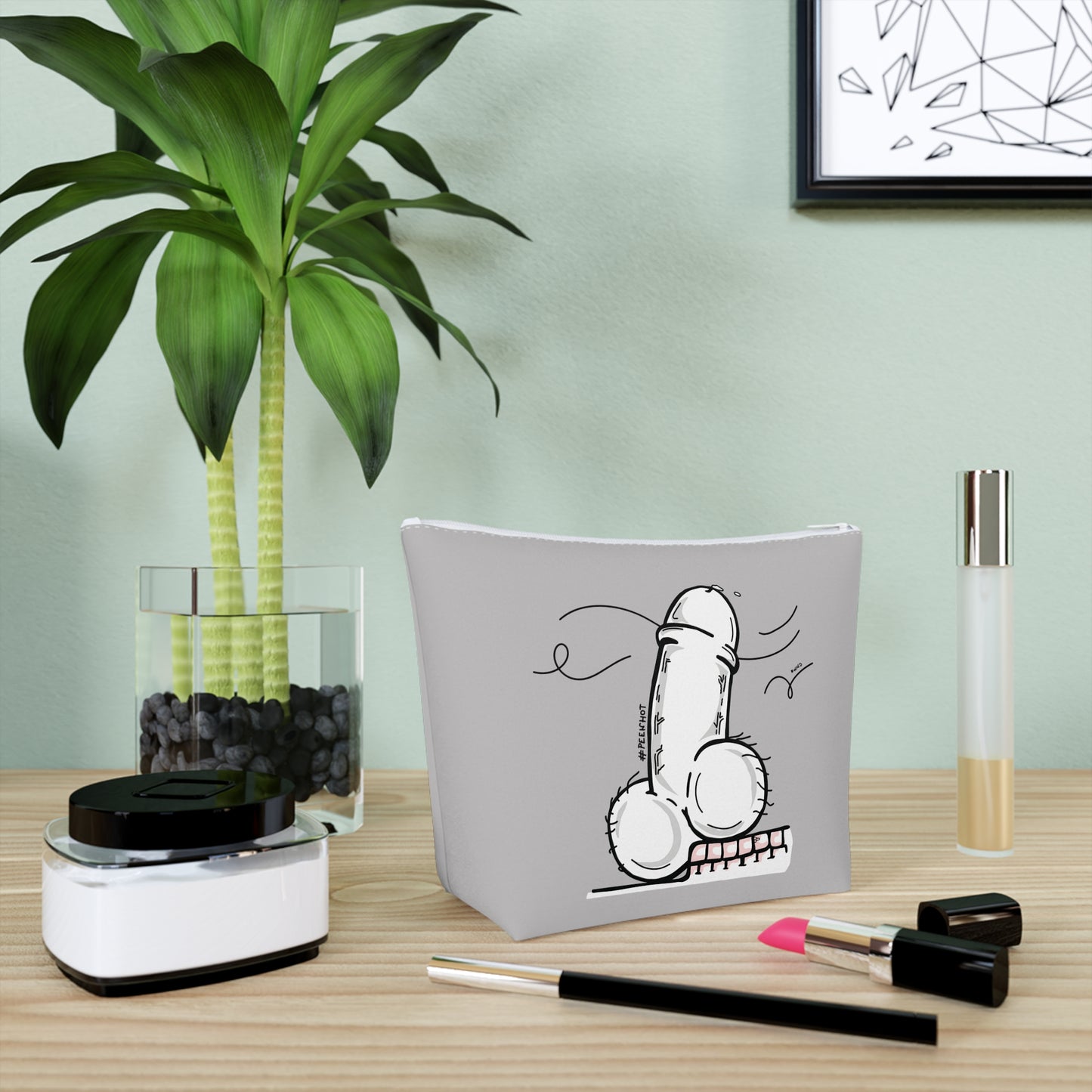 HOT PEEN - Cotton Cosmetic Bag - Grey